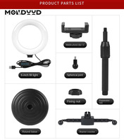 Lampu Ring LED 6 Inch 16cm Laris 2025, Lampu Video Vlogging, Kit Siaran Langsung dengan Dua Dudukan Ponsel