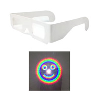 Lunettes de fête populaires en carton papier Octopus Smile à effet de diffraction pour observation de feux d'artifice, avec lentilles en PET et monture multicolore
