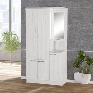 Armario duradero de madera contrachapada de roble blanco o oscuro con espejo lateral, muebles de dormitorio para el hogar de uso general para villas - Product Image 1