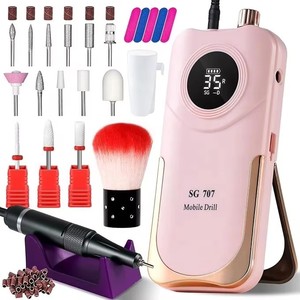 Professional Electric <b>Nail</b> Drill Kit 35000RPM with 14PCS Bits Pink Portable Rechargeable Cordless File Machine - Product Image 1
