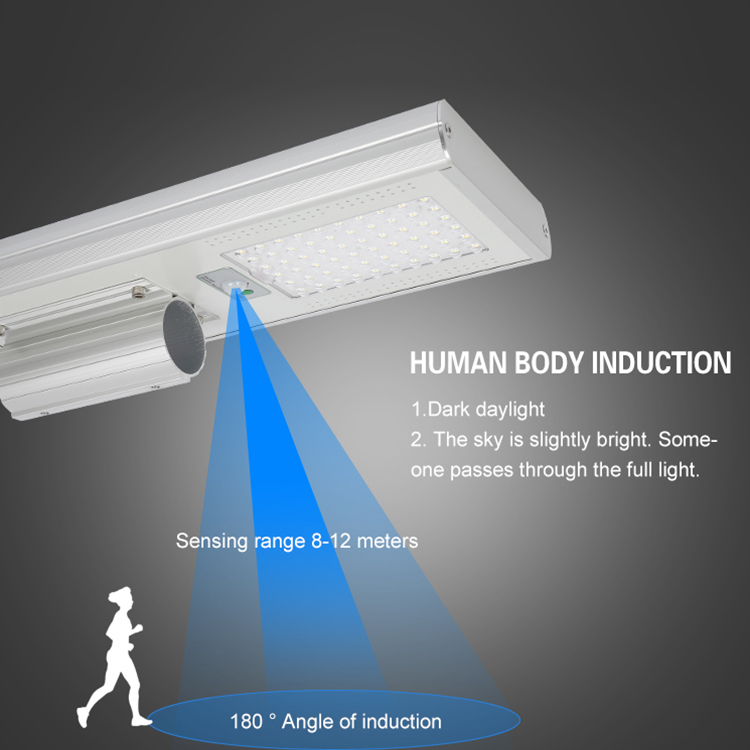 IP65 impermeable al aire libre de 50 vatios 100watt 150watt inteligente todo en uno integrado solar led farola
