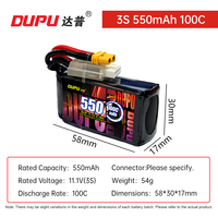Batterie Lipo DUPU 550mAh 2S 3S 4S 5S 6S 22.2V 100C Série Noire avec Prise XT60 pour Pack de Batteries de Drone FPV
