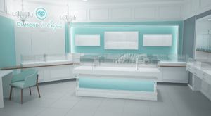 Vitrine de présentation de bijoux bleu Tiffany, style moderne et jeune, idée de conception de boutique de bijoux, vitrine de présentation de bijoux à vendre - Product Image 6