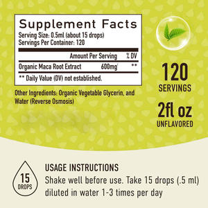 Gotas líquidas de raíz de Maca orgánicas certificadas por GMP suministradas por la fábrica para soportar el estado de ánimo Dosificación líquida oral para adultos Marcas DE SALUD OEM - Product Image 2