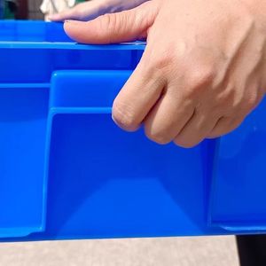 Plastic Turnover Box <b>Square</b> Plate Multiple Sizes Blue No Lid General Packaging Industrial Storage Box - Product Image 1