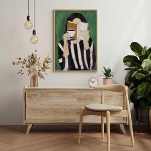 <span class=keywords><strong>Arte</strong></span> Abstracto en Lienzo de Mujer Leyendo un Libro de Café, Decoración Moderna y Minimalista para el Hogar, 16x24 Pulgadas, Sin Marco, Hecho en China - Product Image 6