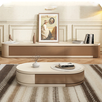 Table Basse Moderne Simple Grande et Durable Écologique avec Meuble TV Rétractable en Bois pour Salon, Meuble de Maison avec Fonction de Levage