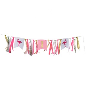 Pink <strong>Flamigo</strong> Banner 1st Birthday Baby Shower Gifts Baby Dining Chair Decoration Background 1st Birthday Decorations Kids Banner - Product Image 6