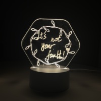 Nouveauté Créative : Veilleuse Acrylique Vierge Inscriptible, Veilleuse LED 3D DIY de Chevet/Bureau avec Panneau Mémo et Stylo
