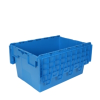 Caisses empilables transparentes en plastique avec couvercle intégré, boîte logistique en PP, caisses en plastique mobiles