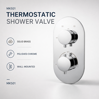 Robinet de douche thermostatique encastré MK501 en laiton massif chromé poli, mitigeur mural
