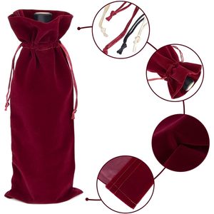 2025 12 pièces 6.3X15 pouces sacs d'emballage en velours pour bouteilles de vin 750ml cordon accessoires de fête de mariage rabat poignée d'étanchéité - Product Image 3
