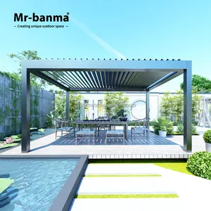 Gazebo telhado pérgola bioclimática alumínio exterior motorizado com quintal