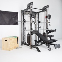SK Machine Smith Tout-en-un et Entraîneur Fonctionnel, Cage Commerciale en Acier 3,0 mm avec Triple Pile de Poids de 68 kg pour la Musculation à Domicile