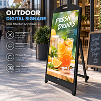 Affichage numérique extérieur étanche en forme de A avec écran HD haute luminosité pour la publicité dans les restaurants, cafés et commerces de détail