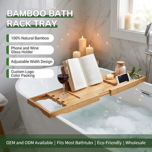 Support de bain en bambou pour spa, organisateur de <span class=keywords><strong>baignoire</strong></span> réglable, <span class=keywords><strong>porte</strong></span>-téléphone et <span class=keywords><strong>porte</strong></span>-verre à vin, vente en gros - Product Image 3