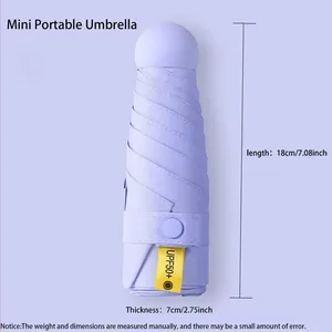 Women's Premium Five-Fold Compact Umbrella Dual-Use Foldable Rain and <b>Sunscreen</b> Capsule UPF50 for Travel - Product Image 6