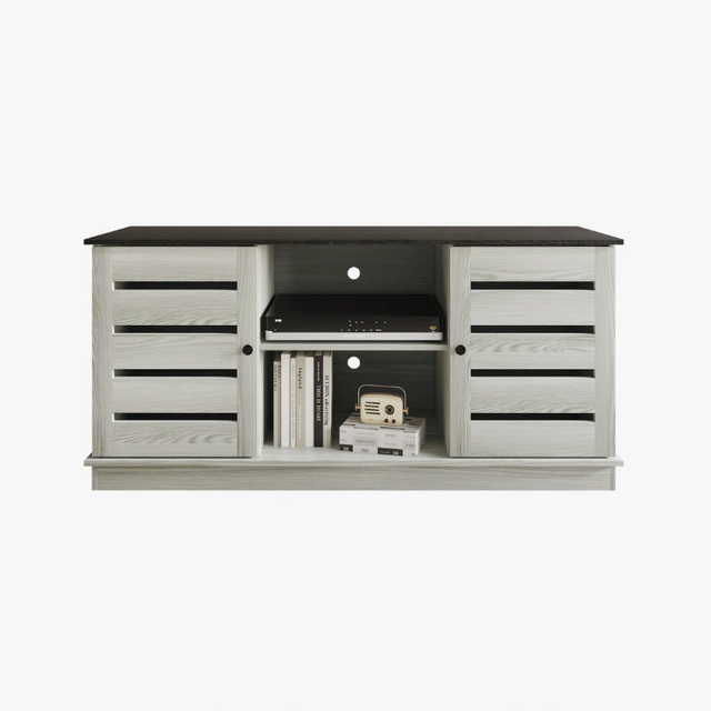 TV Stand for TVs up to 60" Wood Media Console Table with Sound Bar Shelves Multimedia Furniture