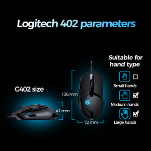 Logitech G402 Hyperion Fury Wired Gaming <b>Mouse</b> 4000 DPI 8 Programmable Buttons 3200 FPS Tracking Lightweight Ergonomic - Product Image 5