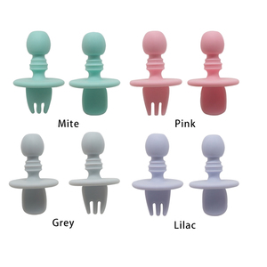 Alimentación del bebé de silicona cena silicona resistente a las bacterias tenedor cuchara - Product Image 2