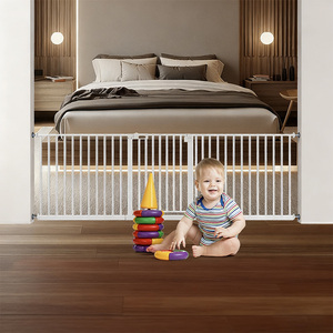 Barrière de sécurité pour <span class=keywords><strong>escalier</strong></span> à fixation par pression, en plastique et métal, barrière pour bébé pliable sans perçage, clôture de <span class=keywords><strong>protection</strong></span> pour enfants pour porte, couloir - Product Image 1