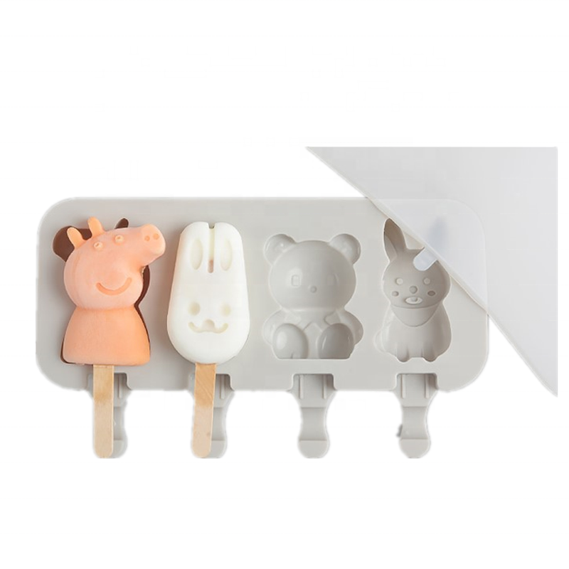 Cartoon Homemade Vendor Ice Cream Pop Trays Silicone Ice-Cream Mould Set Silicone Mold For Ice Cream Popsicle Mold