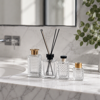 Flacon diffuseur de parfum en verre transparent gaufré de luxe 50ml 100ml 150ml 200ml – Contenant vide carré pour parfum et arôme