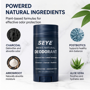 Déodorant naturel pour hommes avec arrowroot, charbon et postbiotiques, contrôle avancé des odeurs, sans aluminium, testé dermatologiquement, OEM - Product Image 1