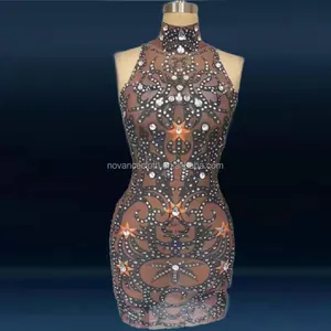 Apparel Manufacturers In China Diamond New Pattern Black Couture Evening Dress Robe De Soiree Dentelle Woman Dress For Birthday