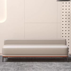 Modern Low Back Long <b>Sofa</b> Bench Light Gray Entryway Shoe Changing Bench Bedroom <b>Sofa</b> Bed - Product Image 2