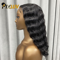 Peluca de Cabello Virgen Brasileño con Encaje, Estilo Bob, Sin Flequillo, Rizado, Color HD 1B para Mujeres Negras