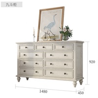 Grande armoire blanche à 9 tiroirs / commode / buffet avec poignées en laiton