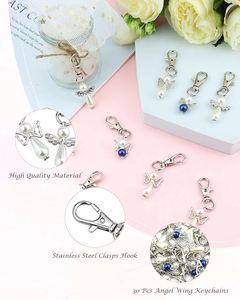 Porte-clés ange gardien avec pierre de naissance, livraison porte-à-porte, vente en gros, cadeau de mariage, cadeau de baptême pour femmes, prêt à expédier - Product Image 3