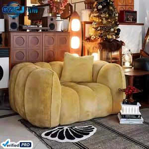 Yeni Fransız Retro Krem Kabak Koltuk Modern Minimalist Oturma Odası Yatarlı Daire Otel Tasarımcısı Düz Kuzu Yünü Tek Kişilik - Product Image 3