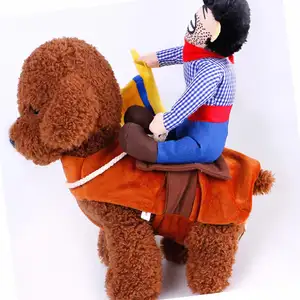 Cool Cowboy Rider Dog Costume With Doll And Hat For Halloween Day Pet Costume