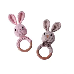 Grosir Baru 2023 Mainan Kerincingan Berkedip Musik Bayi Baru Lahir Kelinci Teether Kelinci Bayi Teether Crochet Kelinci Teether Bayi W6428