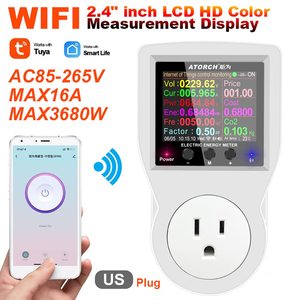 Plug-in US soket Power <span class=keywords><strong>Meter</strong></span> WiFi cerdas, Monitor energi listrik tampilan warna besar dengan lampu latar - Product Image 2