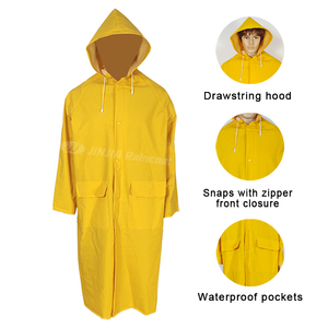 Impermeable Largo Amarillo para <span class=keywords><strong>Trabajadores</strong></span> <span class=keywords><strong>de</strong></span> Saneamiento, <span class=keywords><strong>de</strong></span> PVC y Poliéster, con Banda Reflectante, para Protección Laboral - Product Image 6