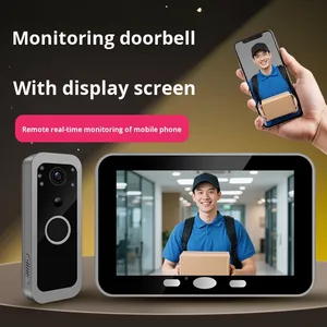 FY847 Cross-border Graffiti Electronic cat Eye Split 5-inch <strong>Wireless</strong> IPS HD WiFi Mobile Phone Remote Visual <strong>Intercom</strong> Doorbell - Product Image 5