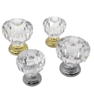 HOT <strong>Crystal</strong> Zinc Single Hole <strong>Gold</strong> Silvery <strong>Knob</strong> Cabinet Handles Cupboard Handles Drawer Pull - Product Image 1
