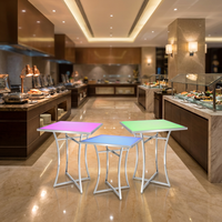 Table de Buffet Électrique Moderne de Luxe en Acier Inoxydable avec Plateau en Verre, Présentoir Robuste sur Mesure pour Hôtels et Événements de Restauration