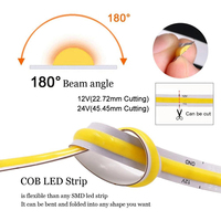 Bande lumineuse LED COB haute luminosité 12V 10MM 528 LED/m CRI 90+ sans points, auto-adhésive, flexible