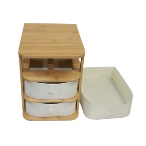 Office desktop <b>storage</b> box, jewelry <b>storage</b> drawer type, bamboo and wood fabric <b>dressing</b> <b>table</b> organizer, export customized - Product Image 5