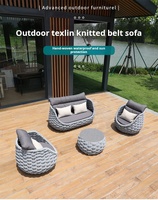 Conjunto de Sofá de Jardín Moderno de 5 Plazas, con Estructura de Aluminio con Recubrimiento en Polvo y Mimbre, Cojines Impermeables, Muebles para Interiores y Exteriores