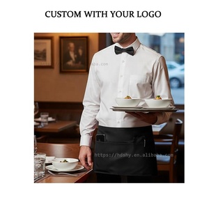 Tabliers de taille personnalisables avec logo, vente en gros, pour serveurs, serveuses, salons de coiffure, salons de beauté, cuisines domestiques, boulangeries, cafés, modèles courts avec poches - Product Image 2