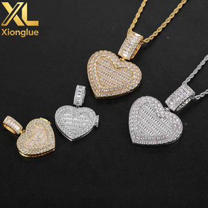 Hip Hop Zircon 18K Gold Plated <b>Copper</b> Necklace Picture Pendant Heart <b>Photo</b> Pendant Diy Picture <b>Frame</b> Memory Unisex - Product Image 6