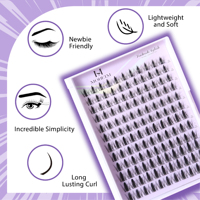 Kit d'extension de cils DIY naturels faits à la main, faux cils en éventail D Curl 10-18mm, grappes individuelles grande capacité, vente en gros