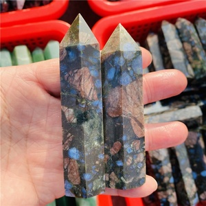 Bâtonnet de cristal naturel de <span class=keywords><strong>Glaucophane</strong></span> et de Llanite - Pointe de guérison pour le Reiki et la croissance spirituelle - Product Image 3
