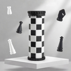 Juego de Mesa Clásico 2 en 1, Juego de Ajedrez Plegable con Piezas de Ajedrez de Plástico Grandes <span class=keywords><strong>para</strong></span> Niños, Uso Educativo - Product Image 1