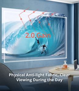 Écran <span class=keywords><strong>de</strong></span> <span class=keywords><strong>projection</strong></span> gris à gain élevé, pliable rapidement, portable, 120 pouces, 16:9, d'usine d'origine, utilisé pour la maison, les réunions et l'extérieur - Product Image 3